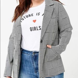 Oversized Houndstooth Single Breasted Blazer